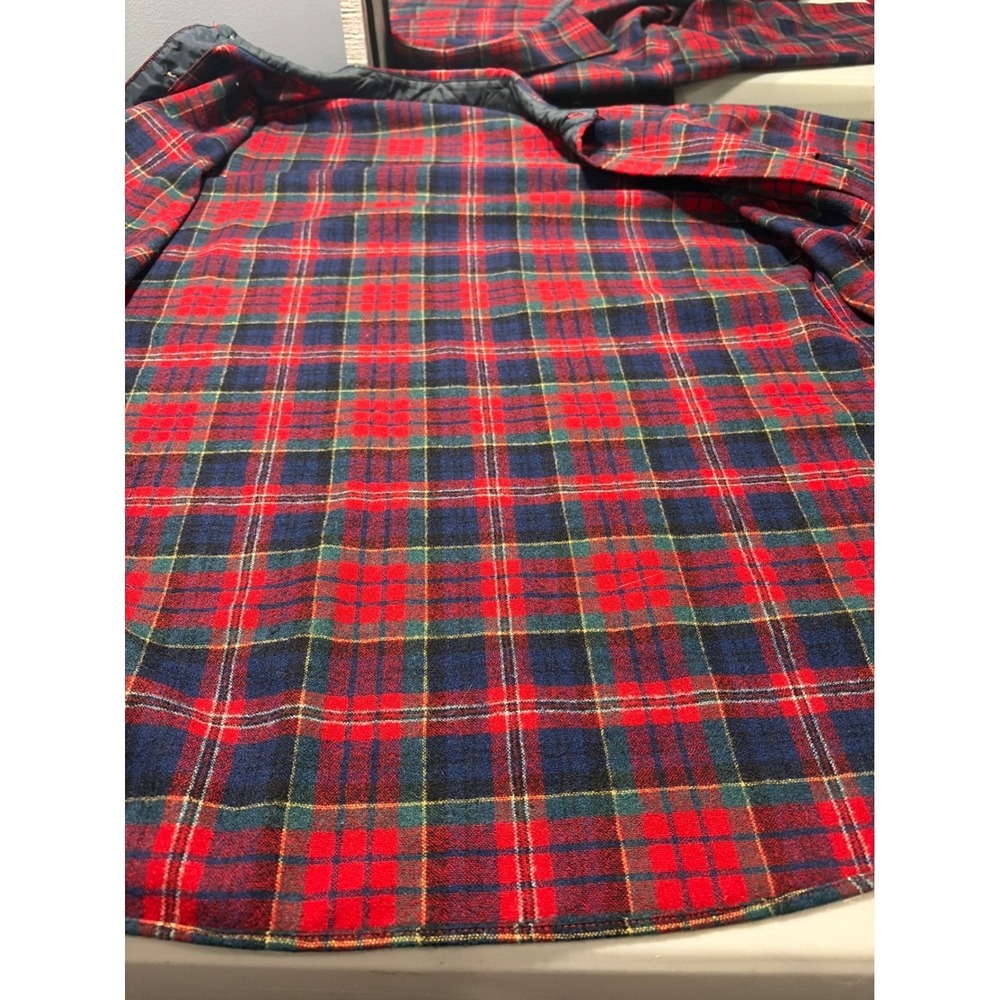 Pendleton Mens Wool Shirt Macpherson Red Tartan Plaid Vintage Large Made in USA - Picture 14 of 14